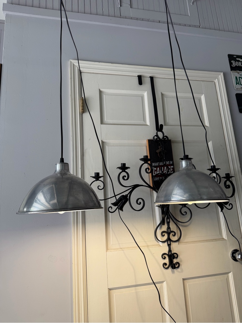 Pair of Industrial Silver Metal Dome Plug-in Pendant Light 16’ cord